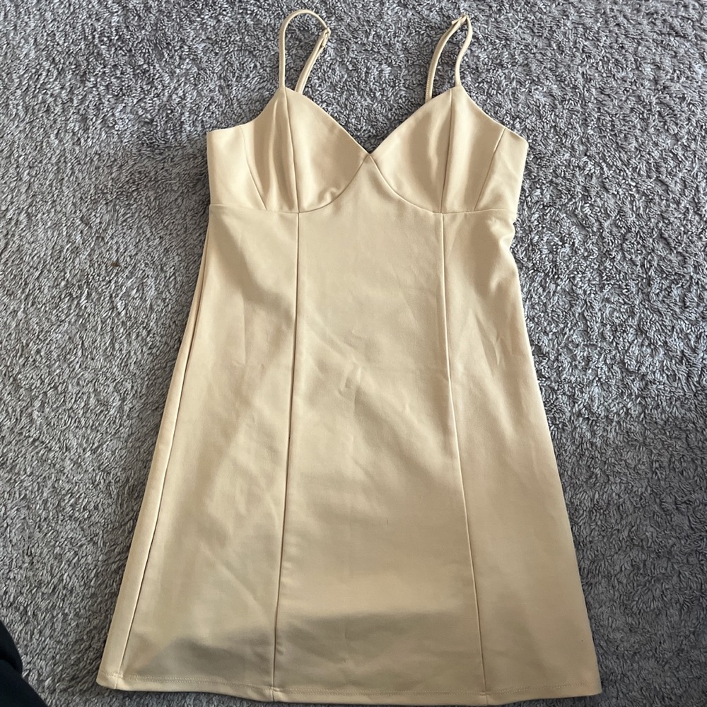 beige mini dress